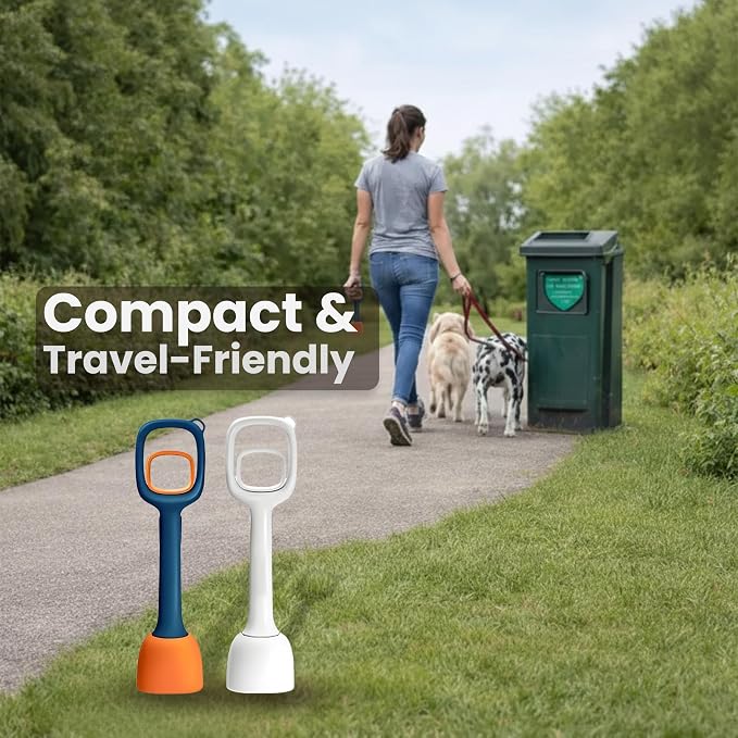 Dog Poop Scooper - Scooper for Small Medium Large Dogs - Indoor and Outdoor Cleaning Tool & Pooper Scooper with Short Handle (White)