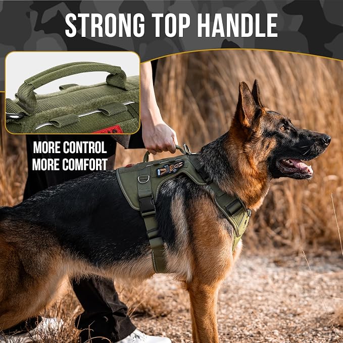 OneTigris No-Pull Easy Control Dog Harness Reflective Vest for Large Dogs | Military-grade 1000D Nylon Tactical Vest – Adjustable Dog Harness with Hook & Loop Panels for Walking, Hiking, Training