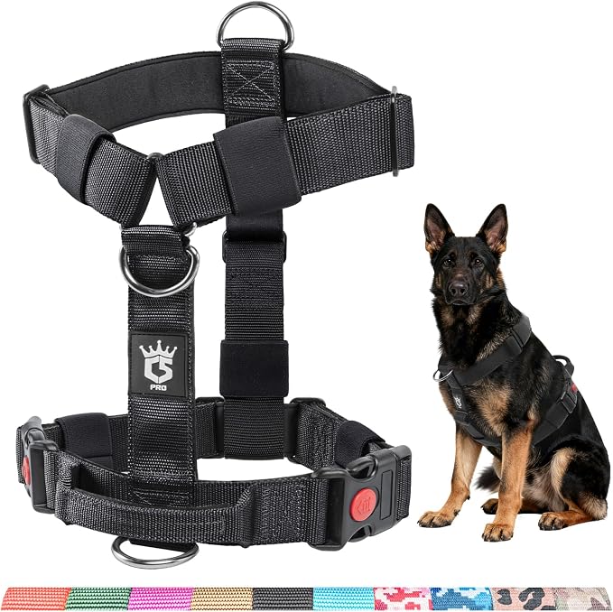 TSPRO Tactical Heavy Duty Dog Harness, Quick Release Buckle & Top Handle | Premium No Pull Dog Vest Harnesses, Adjustable, Soft Padded Lining, 1.25-Inch Wide for Medium Large Dogs, Walking & Training