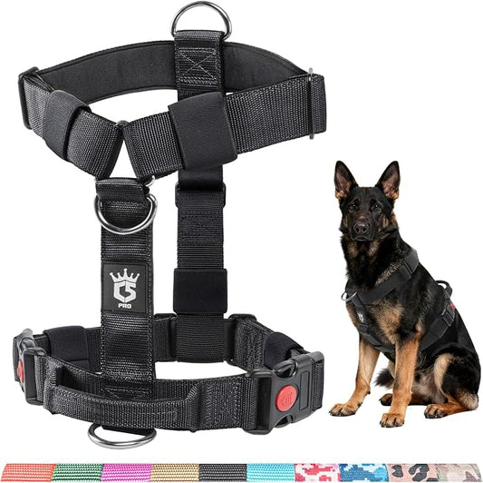 TSPRO Tactical Heavy Duty Dog Harness, Quick Release Buckle & Top Handle | Premium No Pull Dog Vest Harnesses, Adjustable, Soft Padded Lining, 1.25-Inch Wide for Medium Large Dogs, Walking & Training