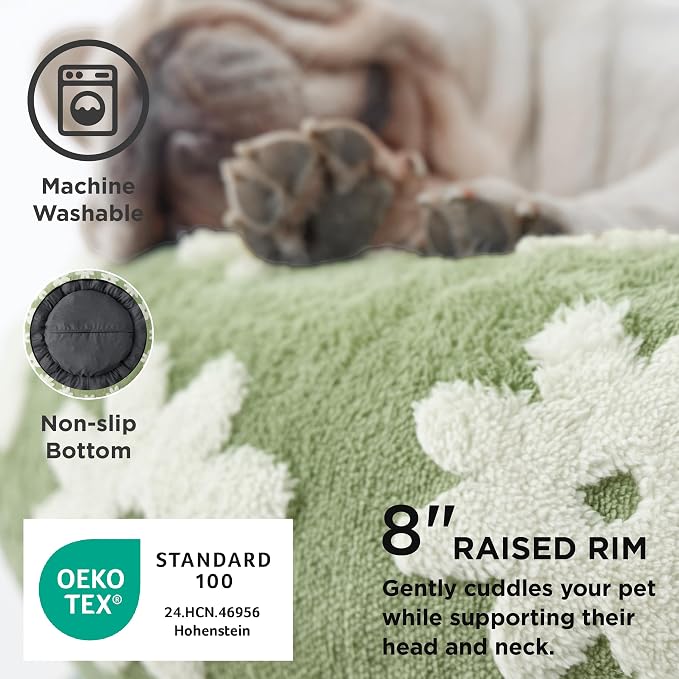 LE SURE Shown on TV Jacquard Donut Dog Beds Large Sized Dog,Green 36x36x8in | Orthopedic Calming Pet Bed Sofa, Original Design Pattern,Washable Cover,Cute Home Decor as Gift for Pet,Anti Slip Bottom