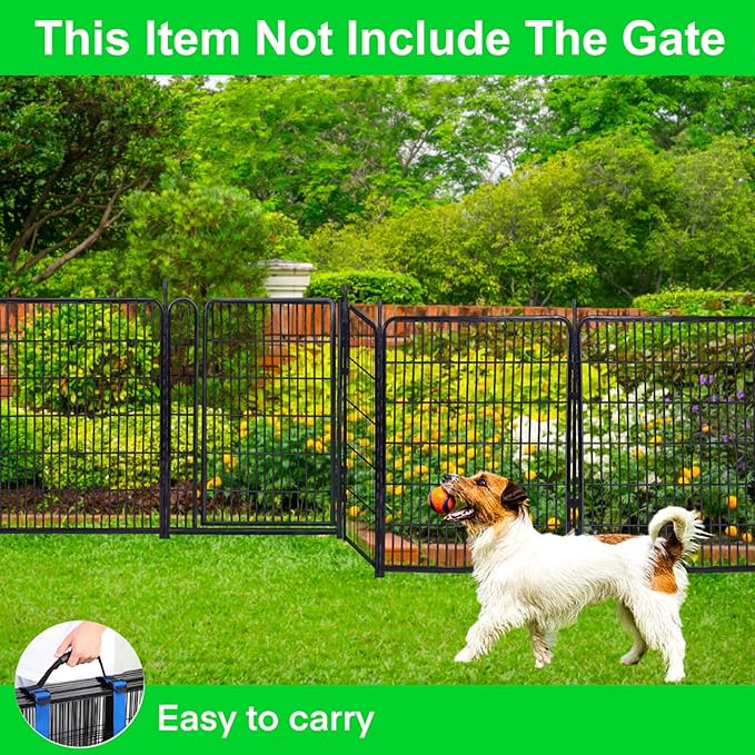 Okaygardn Tall Garden Fence Without Gate, 54 in(H) Dog Fences for The Yard, 8 Panels Total 17.7 Ft(L) Outdoor Dogs Fence, Modular Fencing,Dogs Fences Outdoor for Yard. Garden Fencing