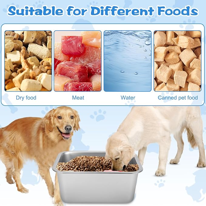 YUEPET Large Stainless Steel Dog Water Bowl, 4 Gallon Bowl for L Dogs | Outdoor Dog Water Bowl, 4 Gallon Capacity, Food and Water Use, Rounded Corners, Raised Edge, Easy to Clean, XL Dogs
