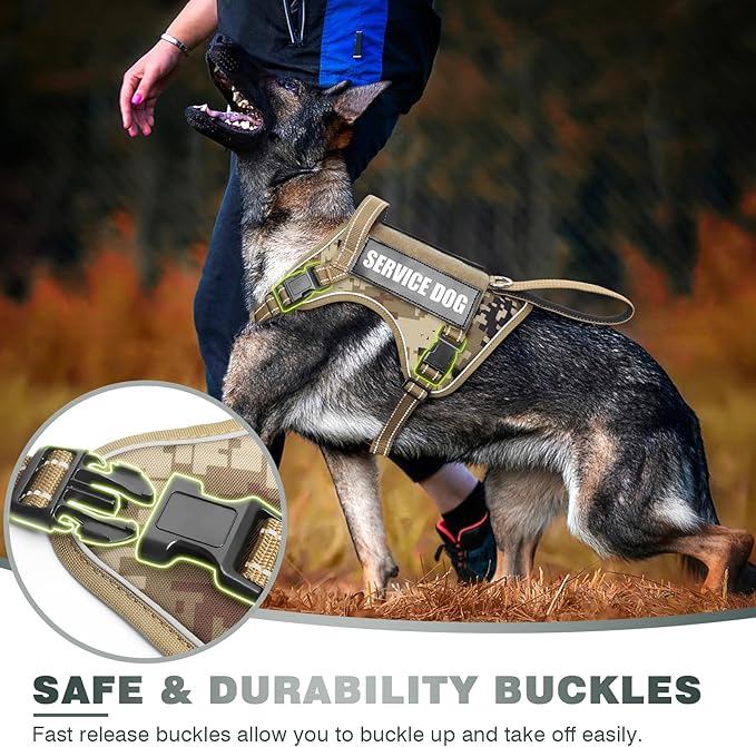 Tactical Dog Harness, No Pull Dog Harness for Medium Large Dogs with Handle & Molle, Military Service Dog Vest Harness in Training Pet Harness for Small Dogs