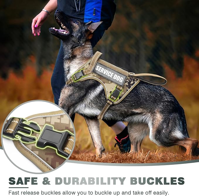 Tactical Dog Harness, No Pull Dog Harness for Medium Large Dogs with Handle & Molle, Military Service Dog Vest Harness in Training Pet Harness for Small Dogs