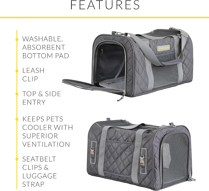 rocket & rex Premium Designer Pet Carrier, Airline Approved (Soft-Sided) | Boutique-quality construction, water-resistant premium materials. Rigid frame, collapsible, TSA/airline approved.