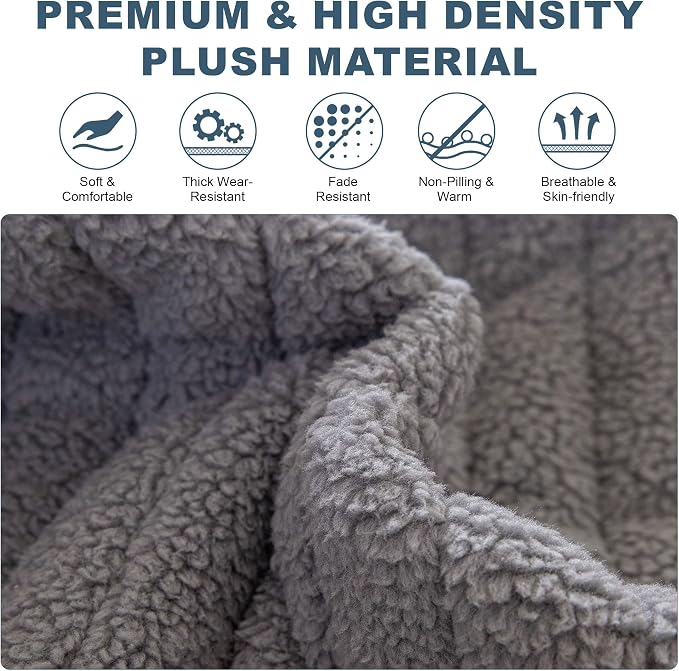 OTOB Couch Cover for Dogs Washable, Non Slip Plush Fuzzy Sofa Covers for 3 Cushion Couch All Seasons, Kids Pet Friendly Soft Cozy Furniture Protector Sofa Slipcovers (Light Gray, 27.6" x 82.7")