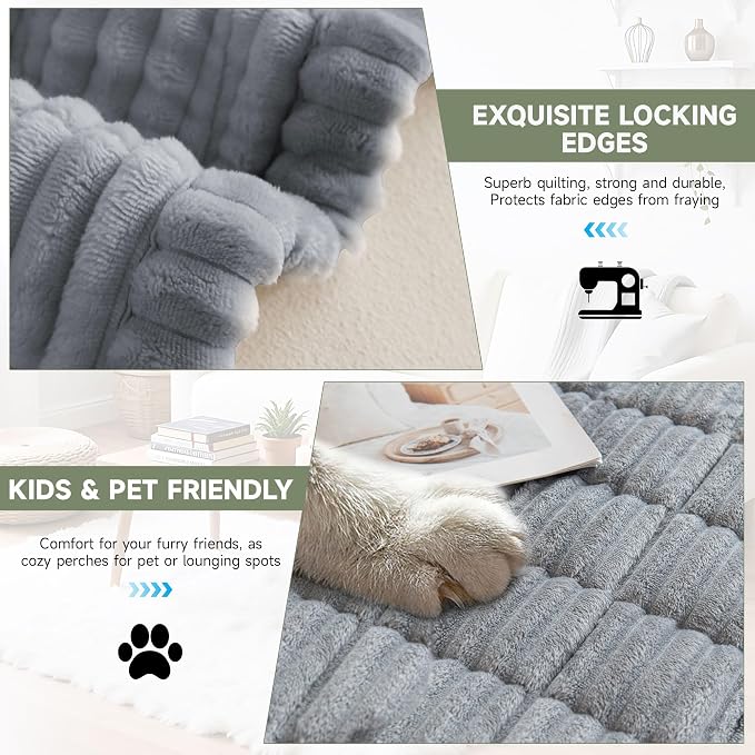 OTOB Couch Cover for Dogs Washable, Non Slip Plush Sofa Covers for 3 Cushion Couch, Fuzzy Pet Friendly Mat Bed Furniture Protector Sofa Slipcover, All Seasons (Gray, 27.6" x 70.9")