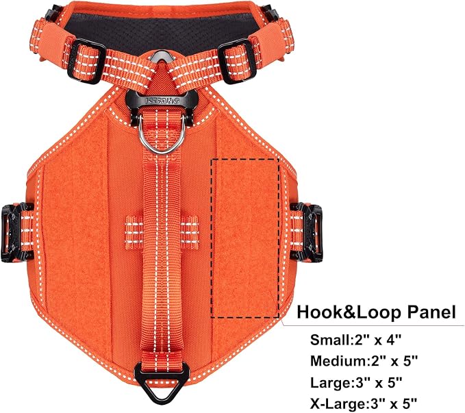 ICEFANG Quick-Moving Tactical Dog Harness for Small Dogs,No Pull Dog Vest | Control Handle,Reflective,Full Metal Buckles,Adjustable,Hook-and-Loop Panel,Soft Padded,Orange,Small