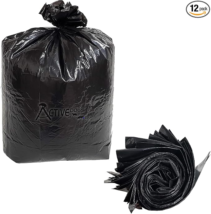 ActiveDogs Heavy Duty Dog Poop Bags, 5 Gallon Bucket Trash Bags, 12PK | Fits Dog Poop Trash Can, Dog Poop Bucket, And 5 Gallon Bucket Trash Bags For Everyday Pet Waste Disposal