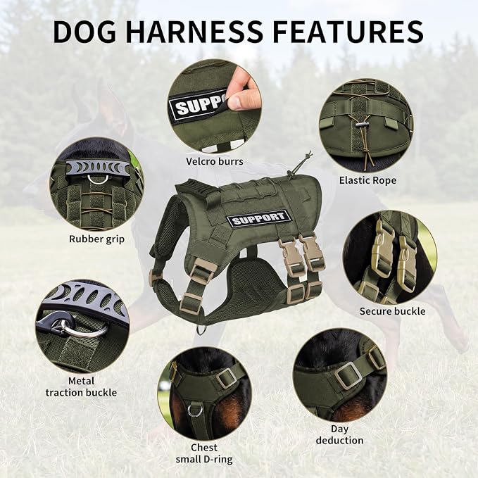 Tactical Dog Harness for Small Dogs, No Pull Vest with Control Handle, Heavy Duty Adjustable Reflective Pet Harness for French Bulldog, Pug, Puppy Walking, Training