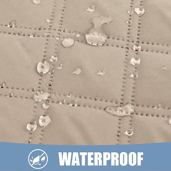Smiry Waterproof Dog Bed Cover Pet Blanket, Soft Washable Dog Blanket for Furniture Bed Couch Sofa Reversible, Checkered (52"x82", Taupe/Beige)