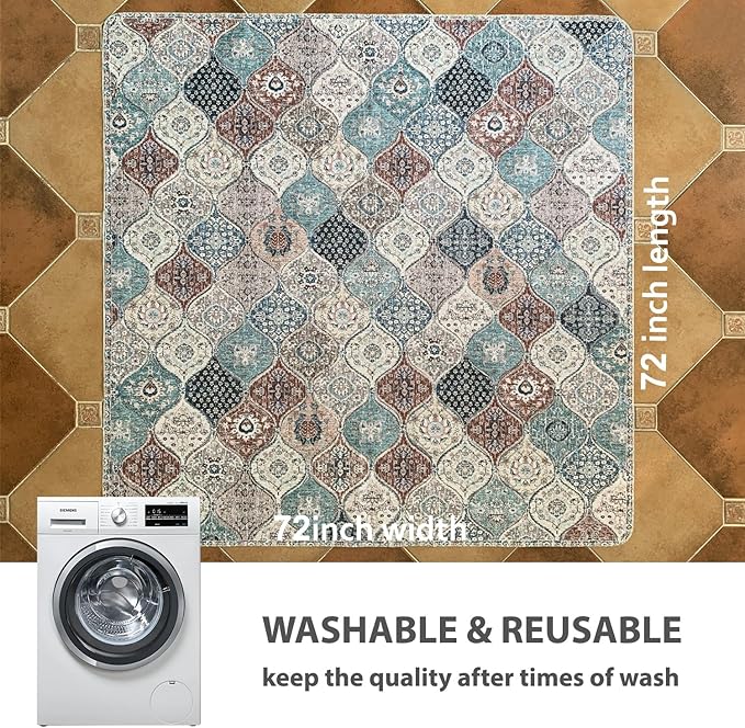 nunubaby 2PACK Washable Pee Pads for Dogs, Stylish, Non-Slip and Leak-Proof Pee Pads. Reusable Potty Pads for Dogs for Crates and Floors.(Dark Red/Multi, 72" x72" )