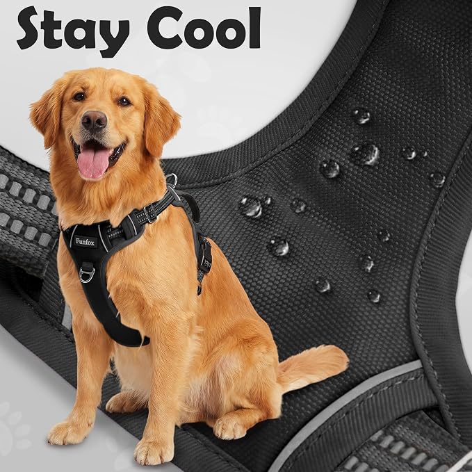 Dog Harness for X-Large Dog No Pull, Adjustable Pet Vest Harness, Vertical Handle Easy Control with 2 Leash Clips, Soft Material, Reflective Safe Night Walking for X-Large Size, Black, XL