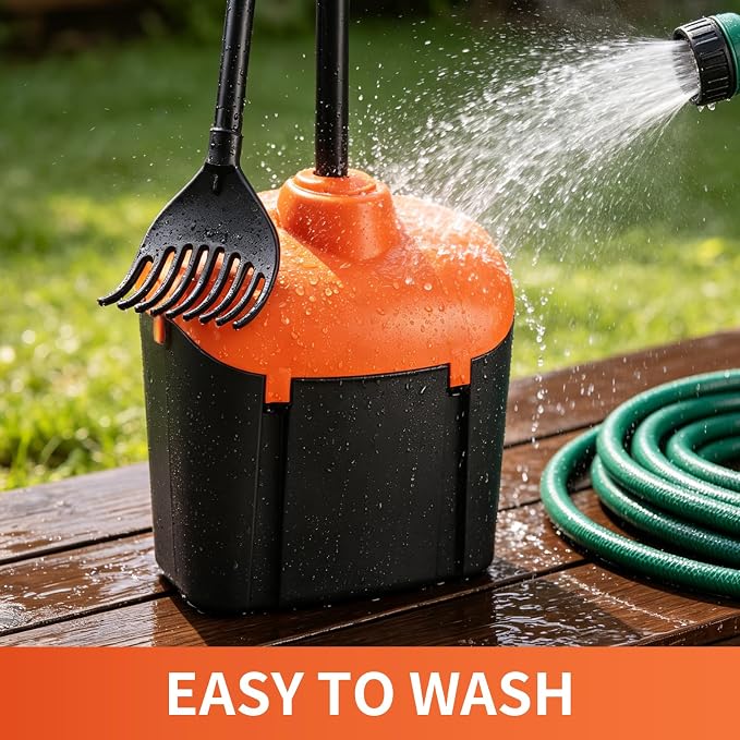 ienjoyed 40" Tall Dog Pooper Scooper with 100 Bags Attachment, Large Capacity Swivel Bin and Rake Metal Pole, Long Handle Pooper Scooper for Large Dogs, Dog Poop Scoop for Yard (Orange)