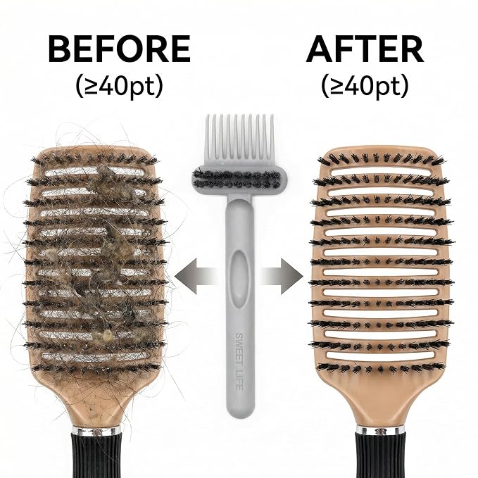 2 in 1 Hair Brush Cleaner Tool Comb and Dust Remover Set | 7 Inch Dual Sided Rake with Sturdy Bristles for Maintaining Daily Salon Grooming Accessories at Home