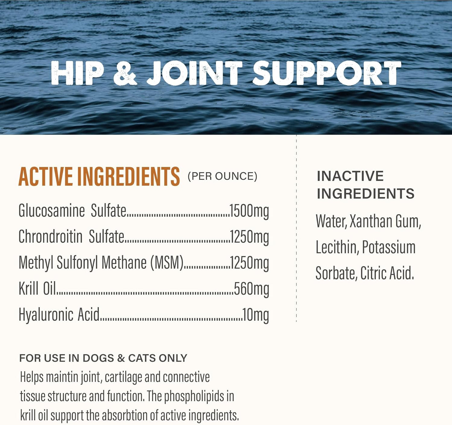 GRIZZLY PET PRODUCTS Joint Aid Liquid Hip and Joint Health Supplement Product for Dogs and Cats, 16 Ounce