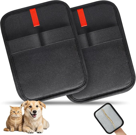 2 Pcs Pet Hair Removal Gloves, Reusable Electrostatic Pet Cat Dog Hair Remover Grooming Gloves Brush Tool for Couch, Furniture, Carpet, Car Seat (2 Pack Black)