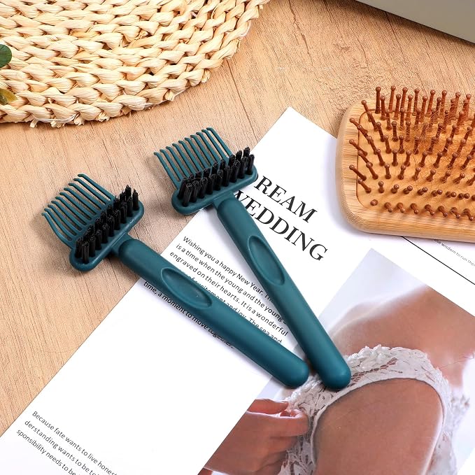 Yuanchu 2Pcs 2-in-1 Hair Brush Cleaner and Remover Tools, Dual-Sided Comb Effective Hairbrush Cleaner for Removing Hair and Dust Home Salon Travel Use(Green)
