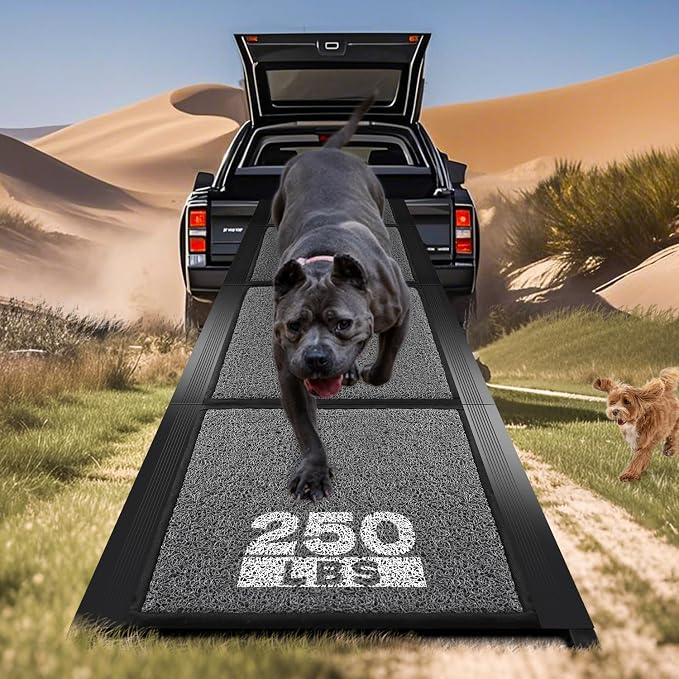 Dog Ramp for Car, Pawlify 71" x 17.3" Dog Ramps for Large Dogs with Anti-Pinch Handle and Anti-Slip Rug Surface, Folding Dog Ramp Up to 250LBS, Portable Dogs Car Ramp for SUV, Trucks