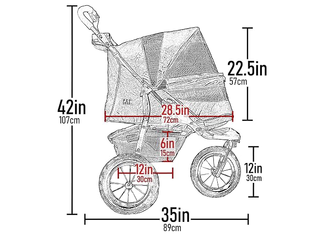 Pet Gear No-Zip AT3 Pet Stroller for Cats/Dogs, Platinum | Zipperless Entry, Easy One-Hand Fold, Jogging Tires, Removable Liner, Cup Holder + Storage Basket