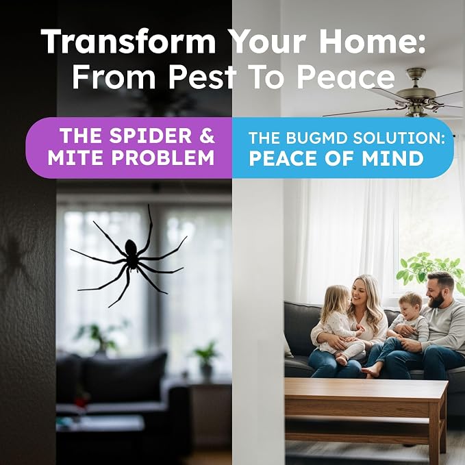 BugMD Pet Safe Spider Repellent Indoor & Outdoor Spray | Natural Spider & Mite Killer with Peppermint Oil to Create a Pest-Free Home - 16oz (Pack of 2)