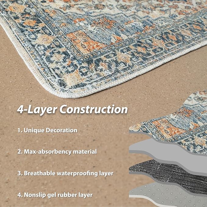 nunubaby Reusable Potty Pads for Dogs for Crates and Floors. Washable Pee Pads for Dogs, Stylish, Non-Slip and Leak-Proof Pee Pads. (Beige/Multi, 54" x54" )