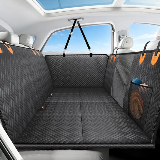 PROZAR Dog Car Seat Cover for Back Seat, Hard Bottom Back Seat Extender, Back Seat Pet Cover for Dogs -Supports 400lbs, Waterproof Heavy Duty Scratch Dog Hammock for Midsize Cars & Compact SUV, 53.5in