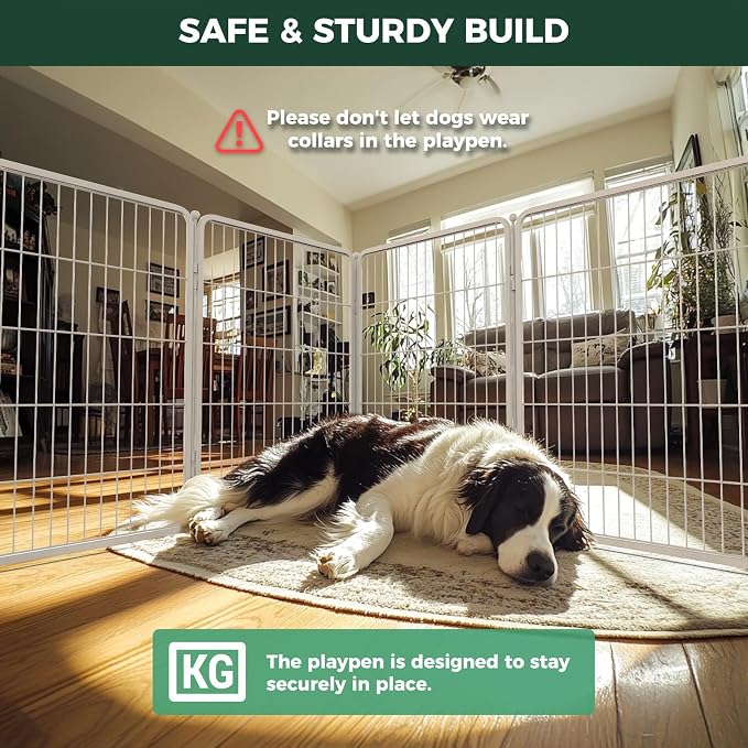 FXW Homeplus Indoor Dog Playpen with Divider Connectors, 40" H, 12 Panels | Calm Indoor Play Area, Two-Zone Layout, For Medium & Large Dogs, Patented