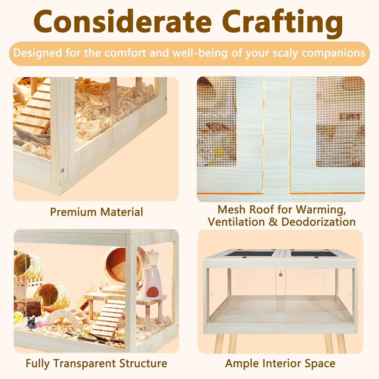 Prolee Hamster Cage Chewproof, Mice and Rat Habitat with Transparent Sides, Hamster House with Openable Mesh Top, Solid Built with Lock Design and Leg Stand, 40" Wide