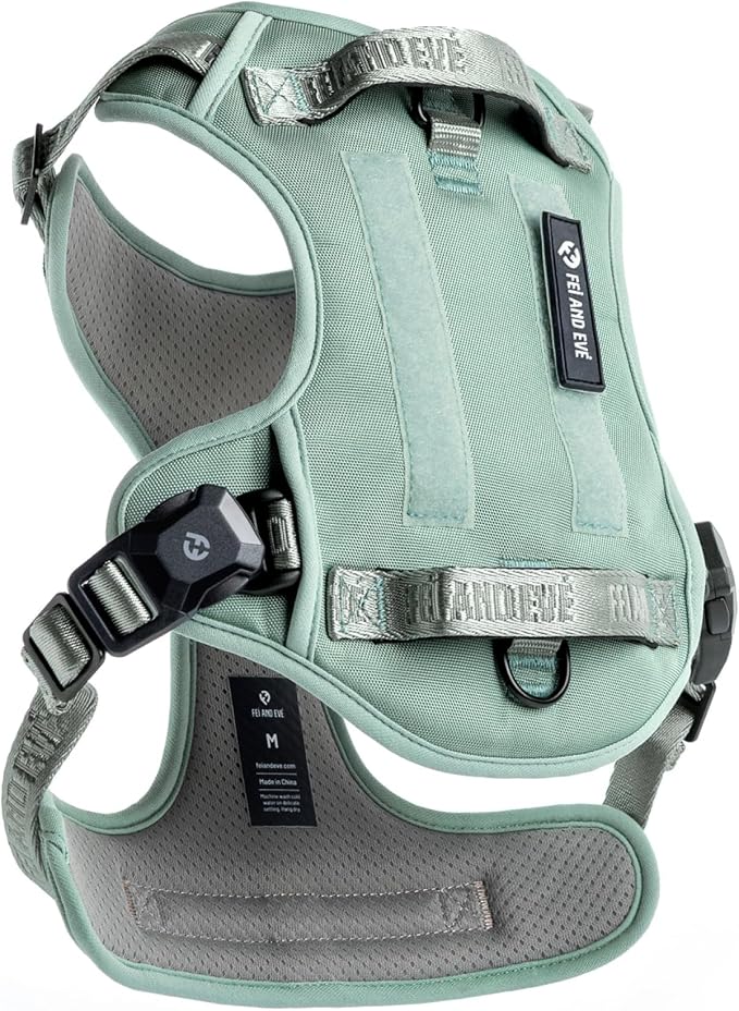 Fei & Eve Classic Dog Harness, MagEase Magnetic Buckle | 3-Point No-Pull Control, Dual Handle Support, 900D Nylon, Tactical Patch Panel, Heavy Duty, X-Large, Green
