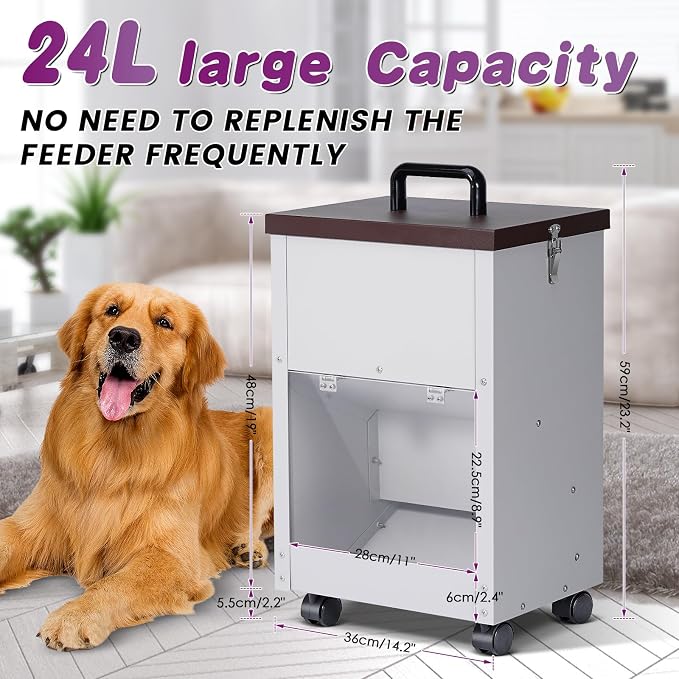 Automatic Dog Feeder Large Breed Outdoor Gravity Auto Feeder Dog Food Dispenser for Large Dogs Pets Metal Galvanized