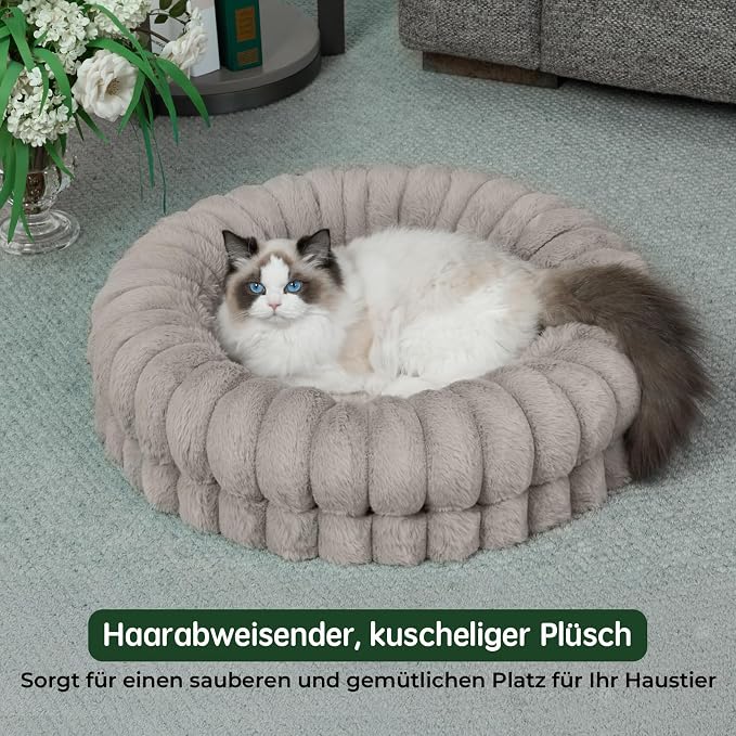 BALANCE Luxury Donut Dog Bed, 24 Inches Round Dog Beds for Small Dogs Washable, Orthopedic Calming Pet Bed for Puppy and Cats with Anti-Slip Bottom (Oatmeal)