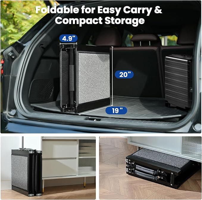 Dog Ramp for Car, Pawlify 71" x 20" Dog Ramps for Large Dogs with Anti-Pinch Handle and Anti-Slip Rug Surface, Folding Dog Ramp Up to 250LBS, Portable Dogs Car Ramp for SUV, Trucks