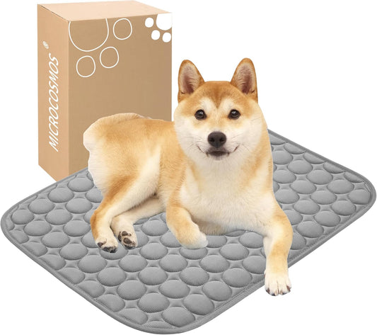 MICROCOSMOS Summer Cooling Mat & Sleeping Pad- Water Absorption Top, Materials Safe, Easy Carry, EZ Clean. Keep Cooling for Pets, Kids and Adults.(Drak Grey, 24" x18")