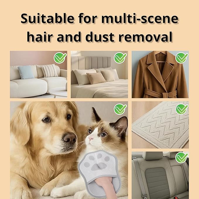 Xontri 2025 Upgrade Electrostatic Pet Hair Removal Glove, A Reusable Pet Hair Remover Tool for Cats & Dogs, Clothing, Couches, Carpets, and Car Seats(Gray Glove, Cat Keychain)