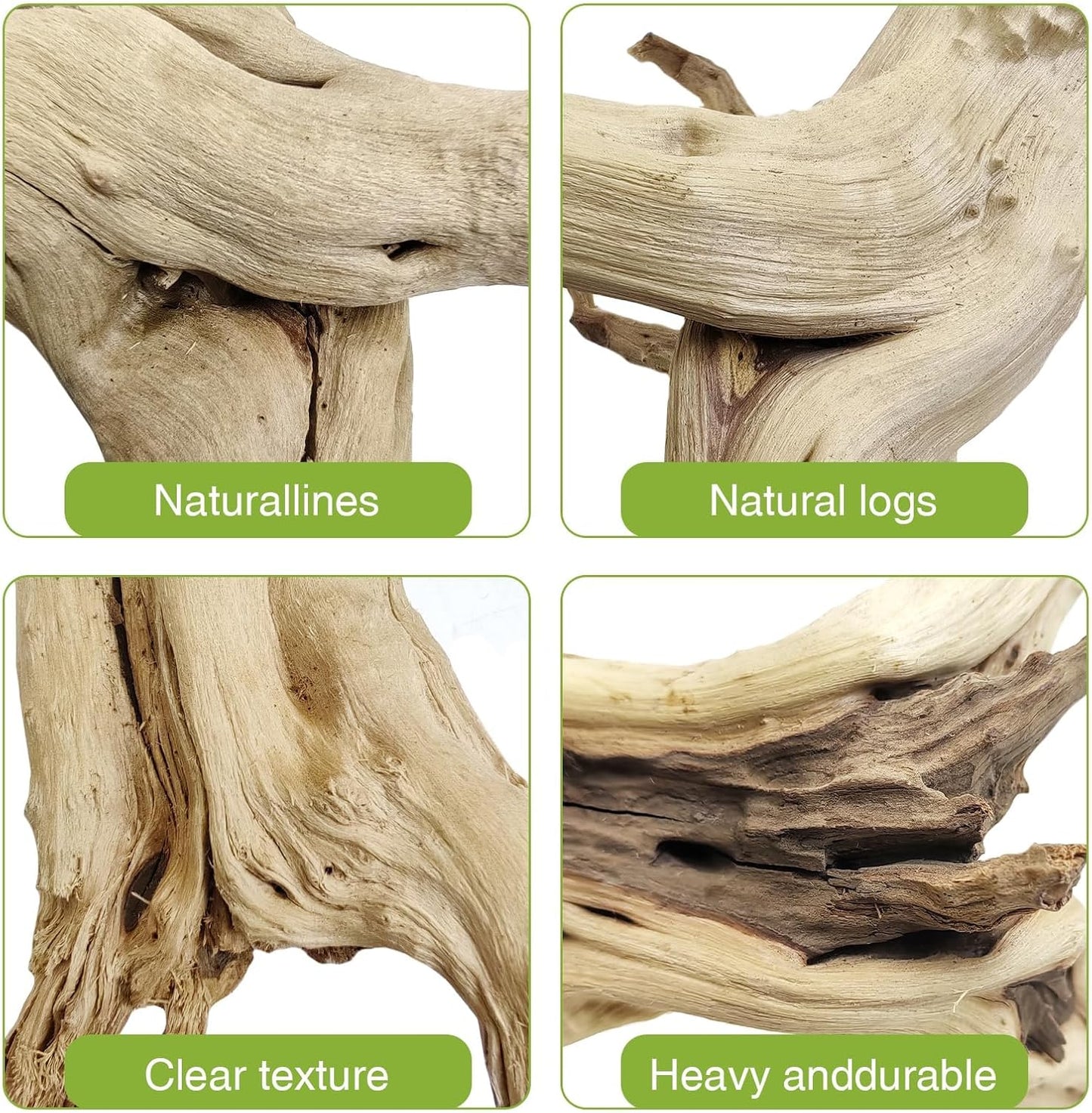 Tfwadmx Natural Driftwood for Aquarium, 6-8" 4 Pcs Wood Aquarium Decorations Fish Tank Log Reptile Tree Branches, Assorted Spider Wood Branch