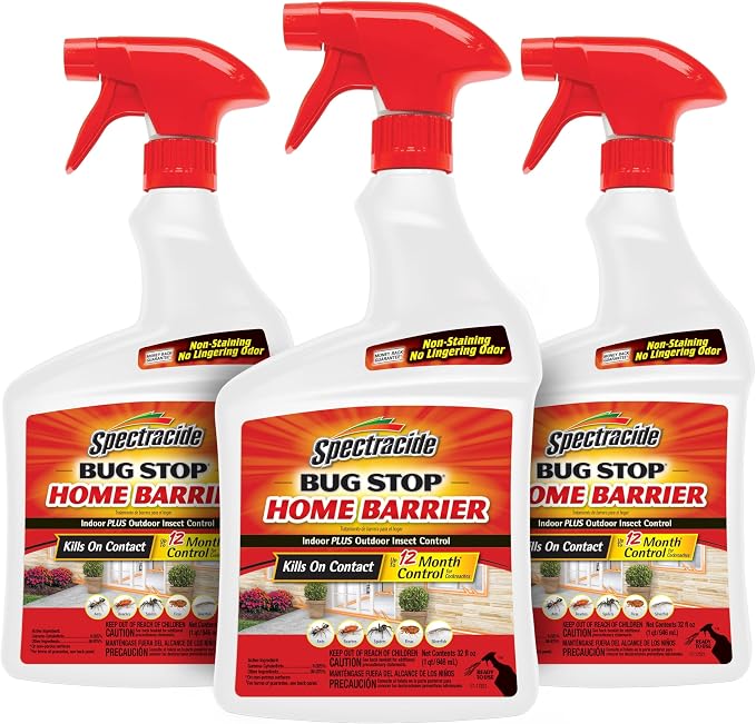Spectracide Bug Stop Home Barrier 32 Ounces, Ready-to-Use Indoor Plus Outdoor Insect Control, 3 Pack