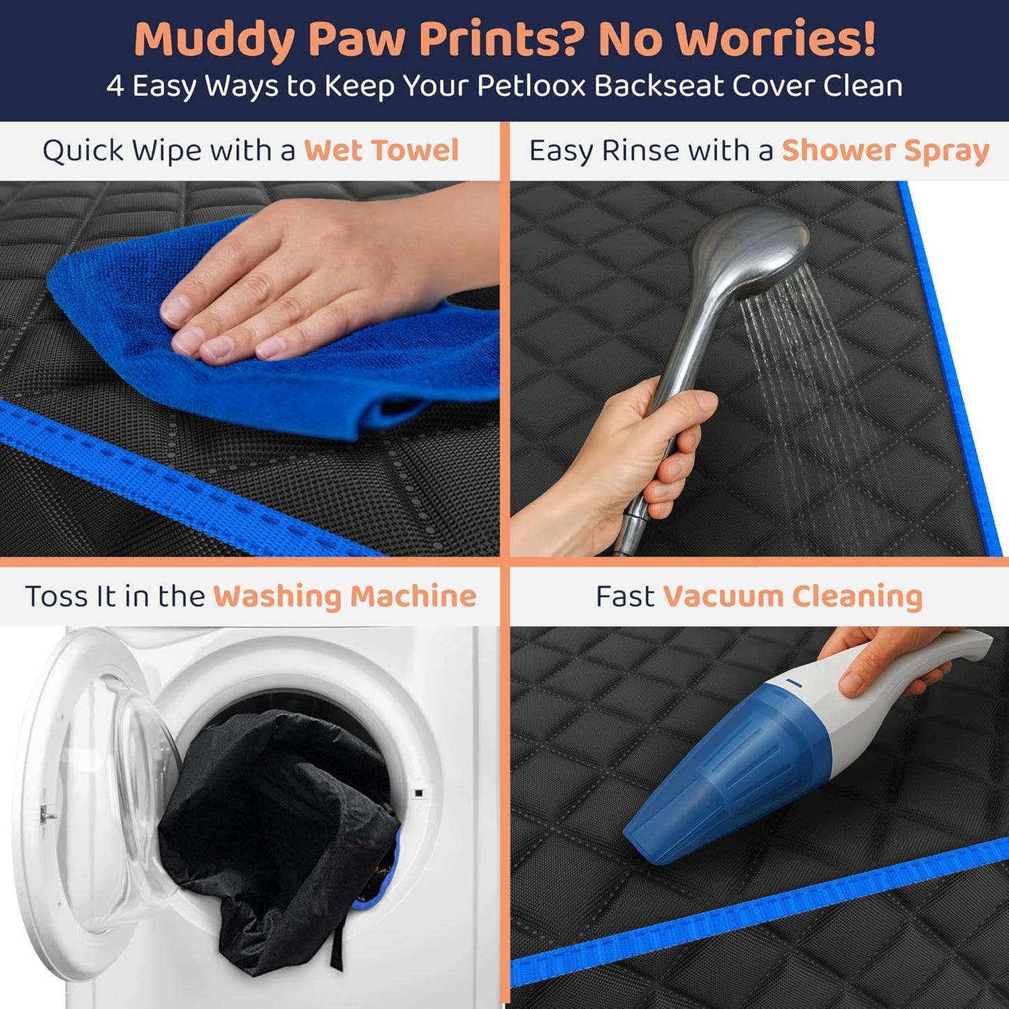 Dog Car Seat Cover for Back Seat, Waterproof Hammock for Car, SUV & Truck, Non-Slip Backseat Cover for Dogs, Heavy-Duty Dog Hammock Style Seat Protector Pets, Easy to Install & Clean