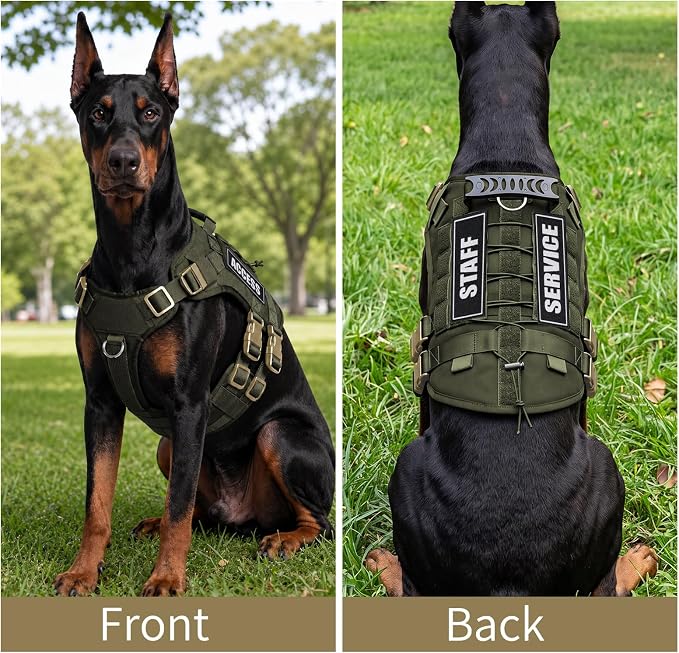 Tactical Dog Harness for Small Dogs, No Pull Vest with Control Handle, Heavy Duty Adjustable Reflective Pet Harness for French Bulldog, Pug, Puppy Walking, Training