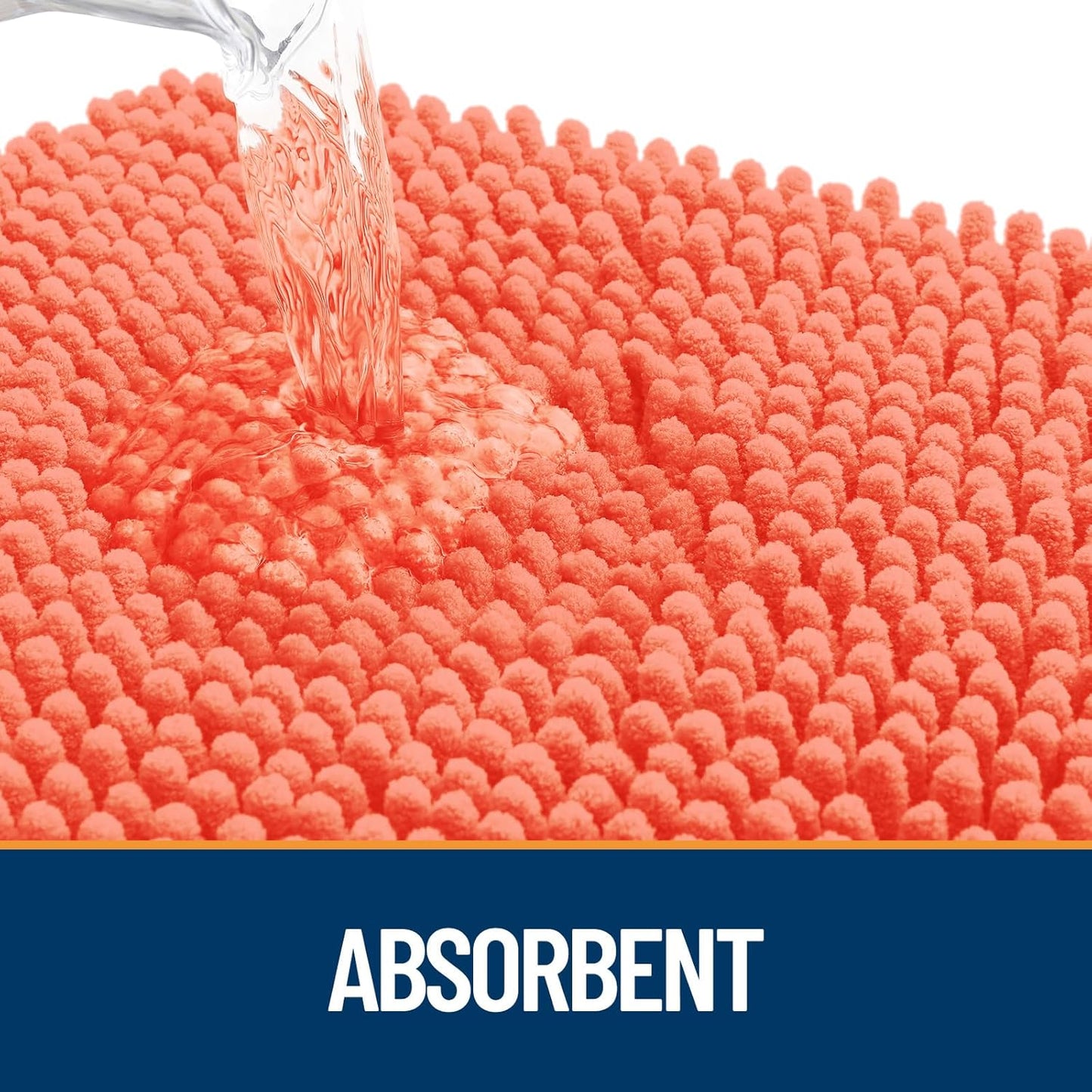 OLANLY Dog Door Mat for Muddy Paws 70x46, Absorbs Moisture and Dirt, Absorbent Non-Slip Washable Doormat, Quick Dry Chenille Mud Mat for Dogs, Entry Indoor Entryway Carpet for Inside Floor, Coral