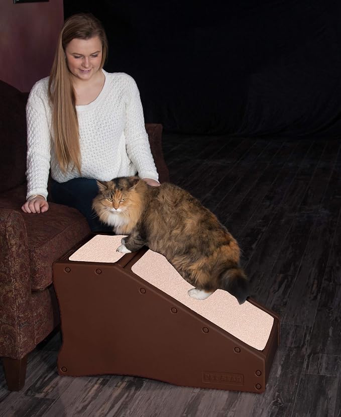 Pet Gear Stramp Stair and Ramp Combination for Dogs/Cats, Espresso | Easy Step, Lightweight/Portable, Sturdy, Easy Assembly (No Tools Required)