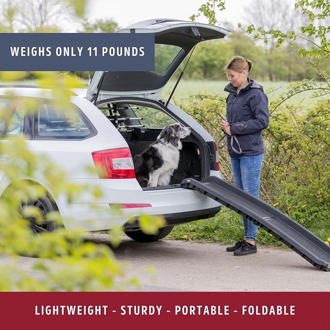 Trixie Folding Pet Ramp, Black | Folding Dog Ramp with High Traction Surface, Ideal for Cars and SUVs, Foldable, Easy to Store and Clean