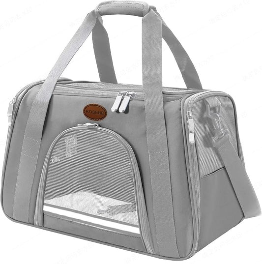 Cat Carrier Dog Carrier Pet Carriers for Medium Small Cats Dogs Puppies up to 25 Lbs,TSA Airline Approved Small Dog Cat Carriers Soft Sided,Collapsible Travel Puppy Carrier (Grey, Large)