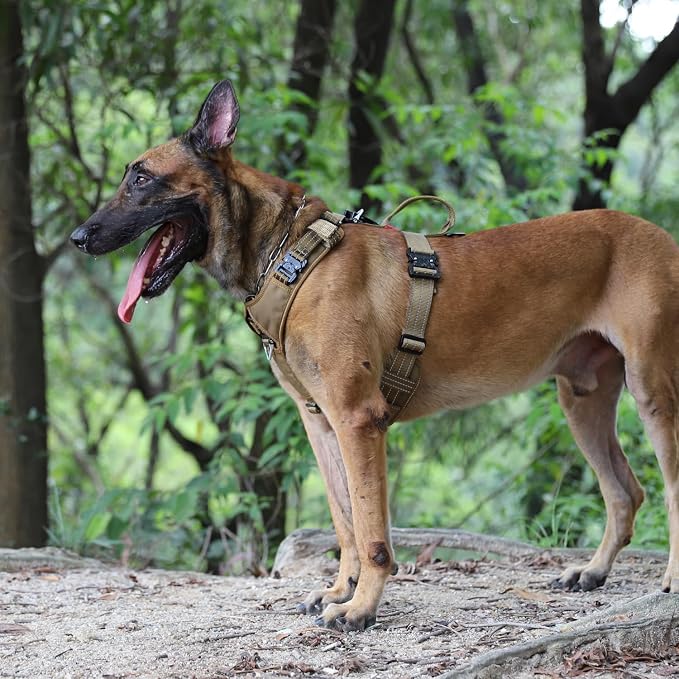 ICEFANG Dog Halter Harness with Metal Buckles,Dog Strap Vest X-Large Dogs | Control Handle,Summer-Cooling,Reflective,Front Hook,Adjustable,Soft Padded,No Pull,Brown,XLarge