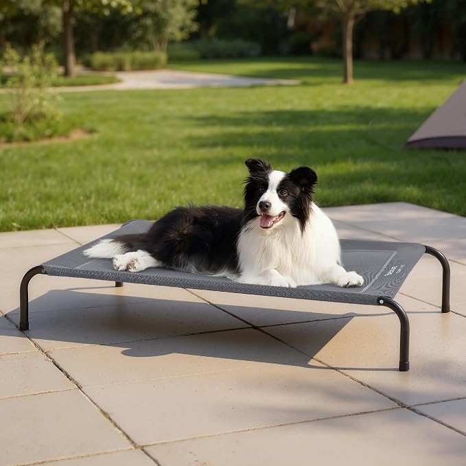 Bedsure Outdoor Elevated Cooling Dog Bed Large Sized Dog, 49in Grey (Pack of 2)