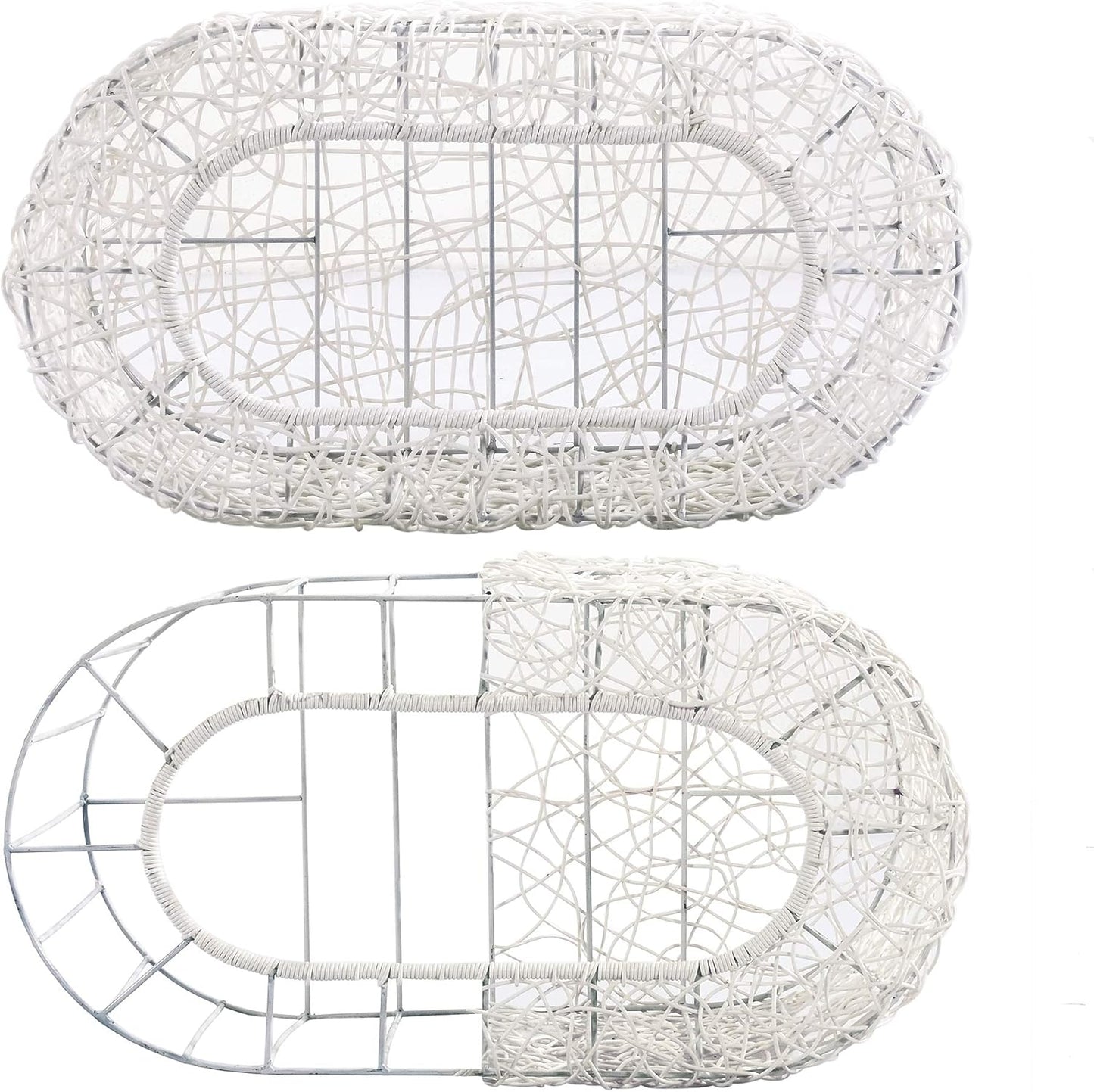 D+GARDEN Fun Stackable White Cat Condo for Indoor Cats - Interactive Play Rattan Modern Cat House for Indoor Cats Kitty, Pet Friendly Top/Side House Entry, Cat Bed Enclosed