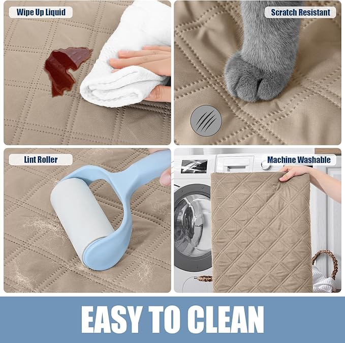 Smiry Waterproof Dog Bed Cover Pet Blanket, Soft Washable Dog Blanket for Furniture Bed Couch Sofa Reversible, Checkered (30"x70", Taupe/Taupe)