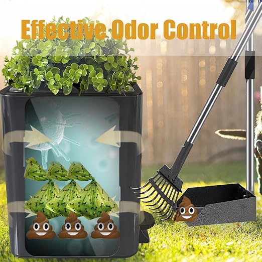 Yatmung Small Outdoor Trash Can for Dog Poop - Dog Waste Trash Can with Lid | Dog Poop Trash Can Outside with Pedal - Metal Trash Can with Plant Lid - 2.6 Gal Stainless Steel Garbage Bin - Black