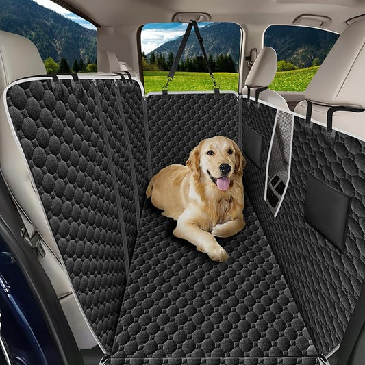 Mancro Waterproof Dog Back Seat Cover with Zipper Flap, Fit for F150/RAM | Visible Mesh Window,Split Seat Design，Great Gift，Storage Pockets，Effortless Cleaning, Designed for full-size trucks, Comfort